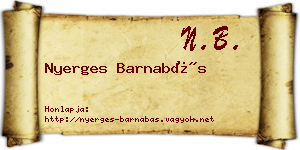 Nyerges Barnabás névjegykártya