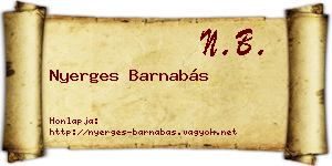 Nyerges Barnabás névjegykártya